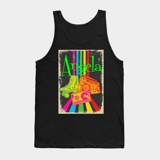 Angela Vintage 80's Skates Boombox Tank Top by heybert00